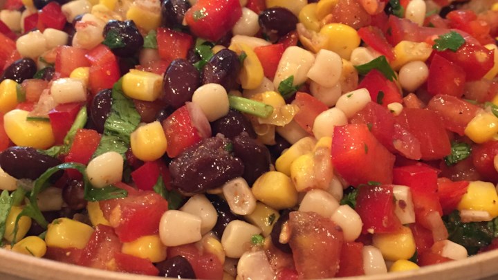 Tomato, Corn, Black bean salsa with cilantro